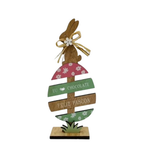 Placa Páscoa mdf - formato Ovo 23cm
